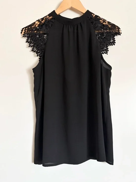 Romantic Black Lace Sheer Top Whimsigoth Goth Cut Out Back Blouse Medium - Picture 2 of 9